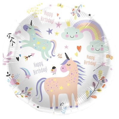Ballon | Happy Birthday | Eenhoorn en regenbogen