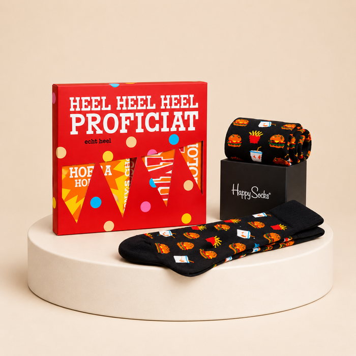 Brievenbus | Tony's Chocolonely Proficiat & Happy Socks - Hamburgers