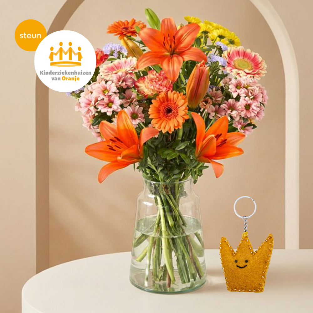Kinderziekenhuizen van Oranje Boeket met sleutelhanger Greetz