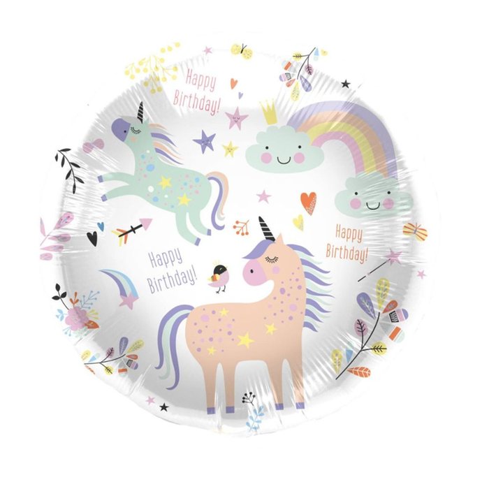 Ballon | Happy Birthday | Eenhoorn en regenbogen