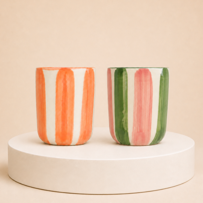 Kleurrijk | Lenta Living mokken oranje & roze, groen