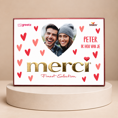 Merci | Hartjes met eigen foto en tekst | 400g