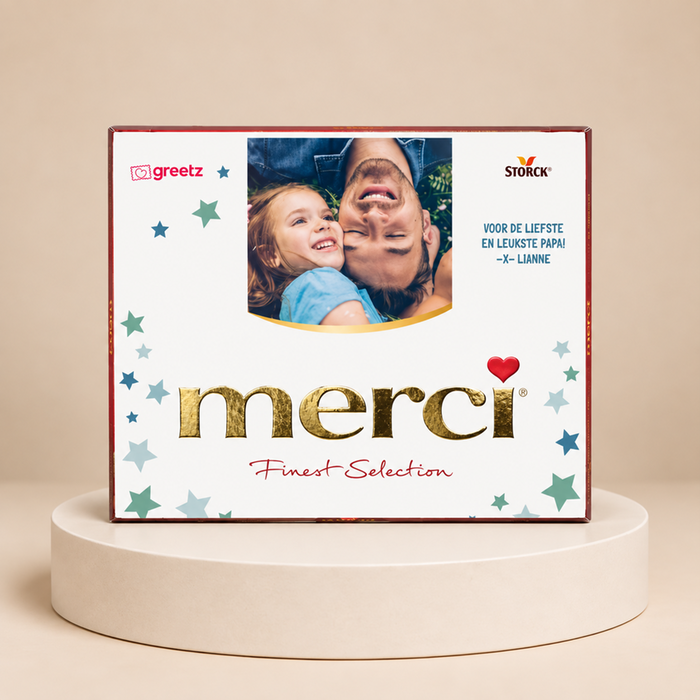 Merci | Liefste papa met eigen foto en tekst | 250g