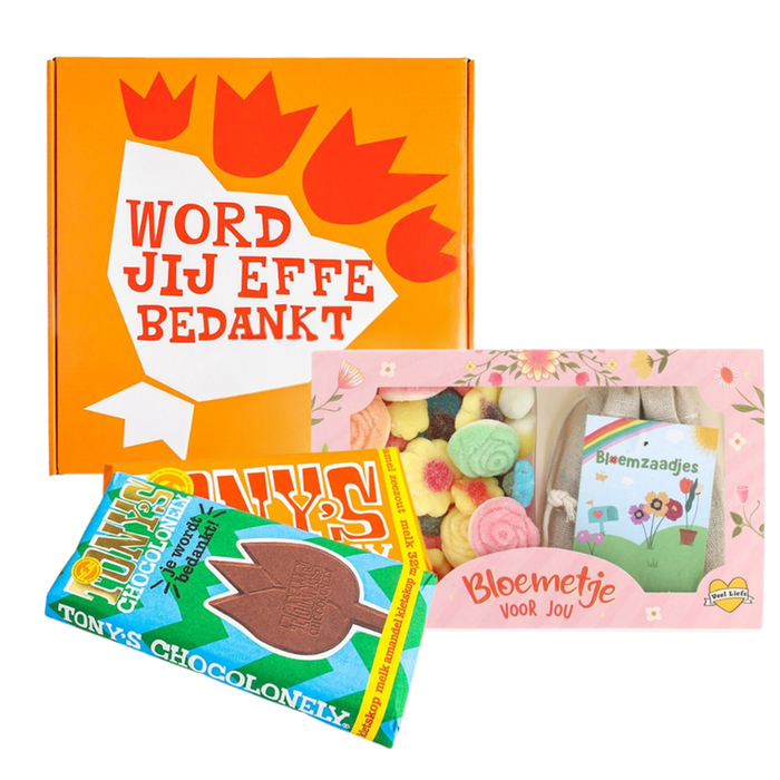 Tony's Chocolonely Bedankt 360g | Veel Liefs Bloemetjes en snoepmix 150g