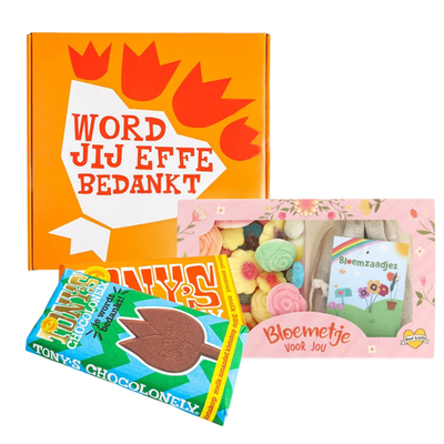 Tony's Chocolonely Bedankt 360g | Veel Liefs Bloemetjes en snoepmix 150g