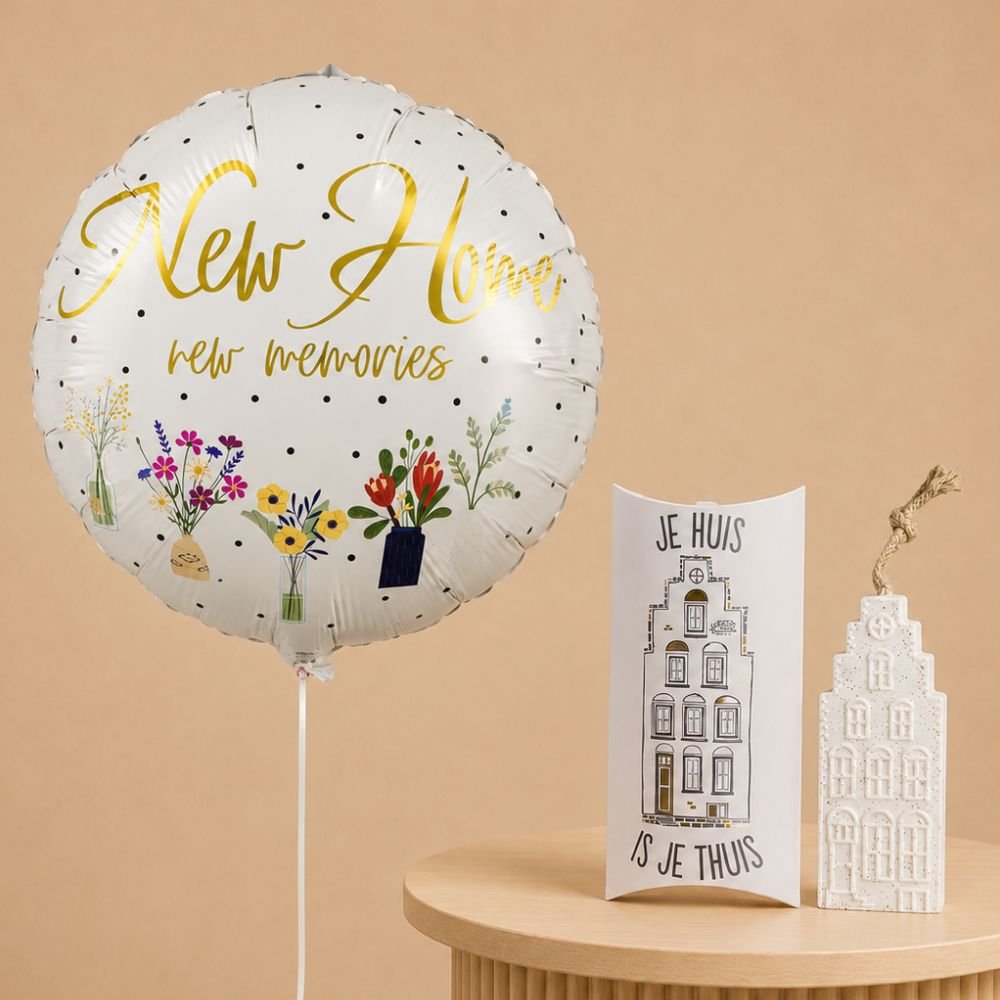 Ballon Bloemen New Home 100% Leuk Gevelzeep 100 procent Leuk