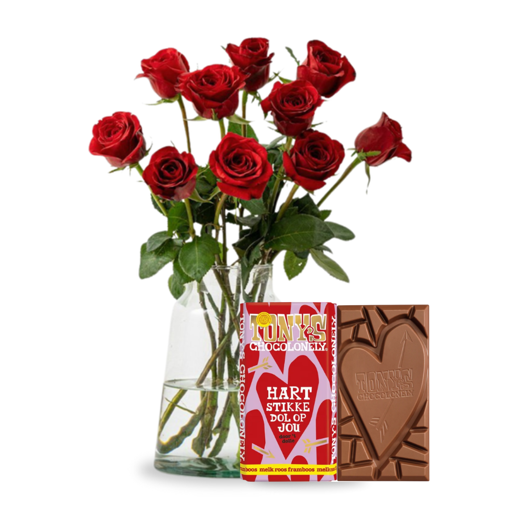 Boeket Rode Rozen - Dol op jou Bloemen Tony