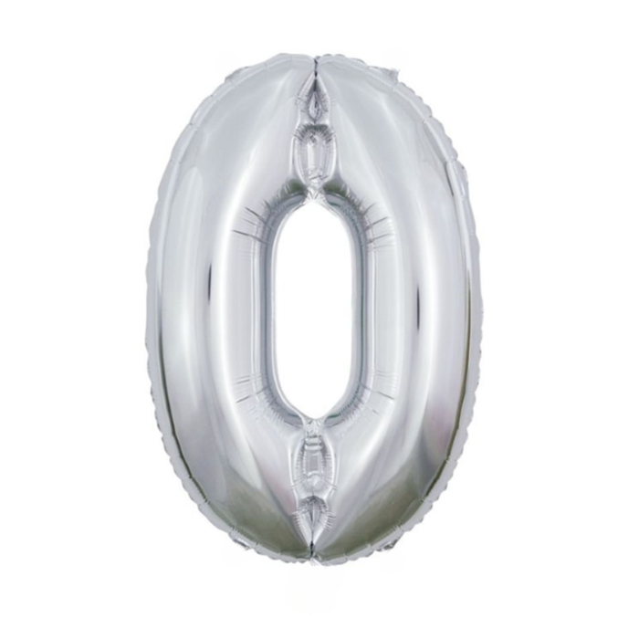 Ballon | XL | Cijfer 0 | Zilver