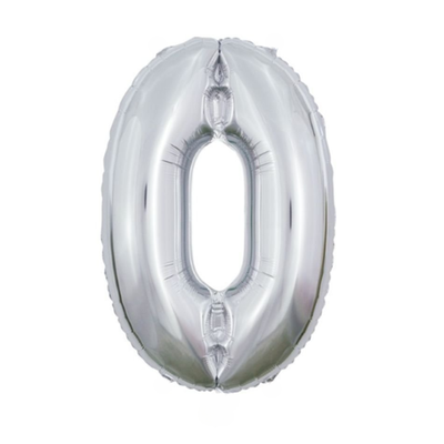 Ballon | XL | Cijfer 0 | Zilver