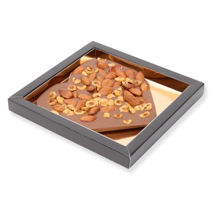 Chocolade-noten hart Stapelgek op jou met eigen tekst 225g Gepersonaliseerde chocolade Patisserie de Bijenkorf