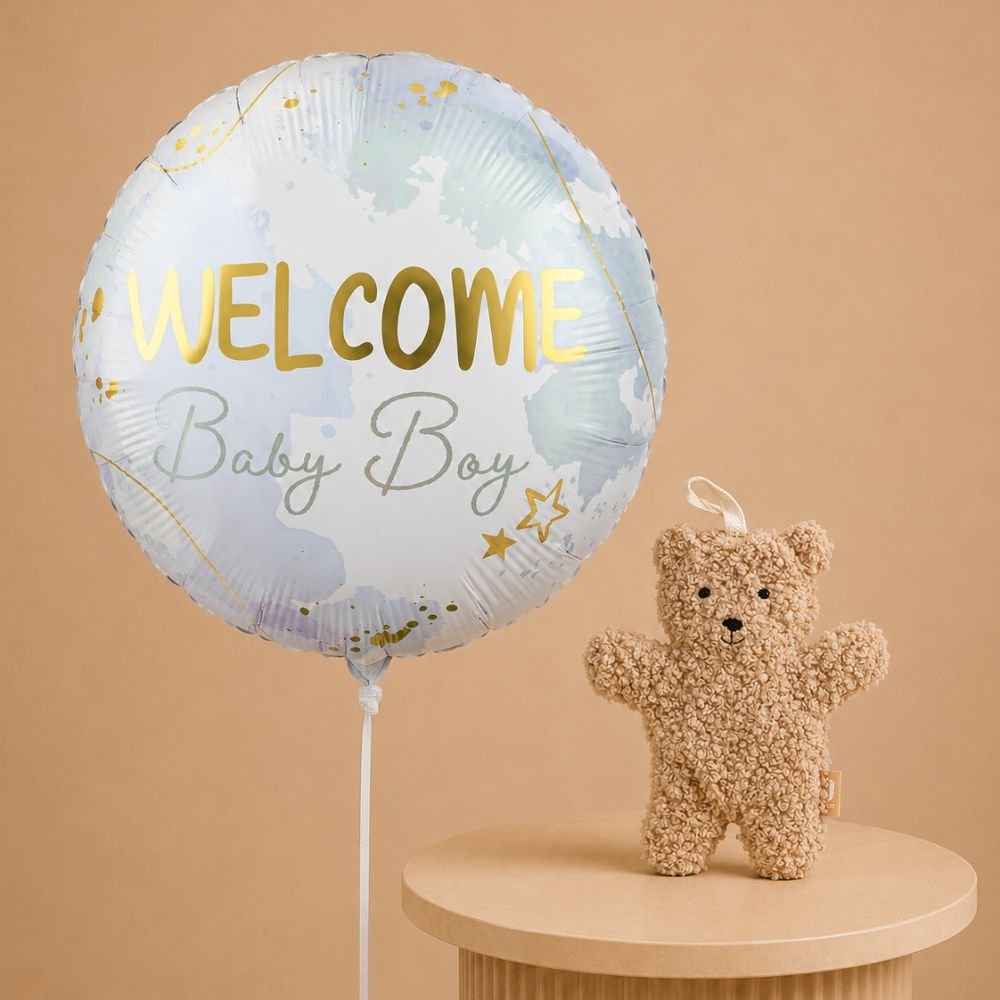 Ballon Welcome Baby Boy Speendoekje teddybeer Jollein