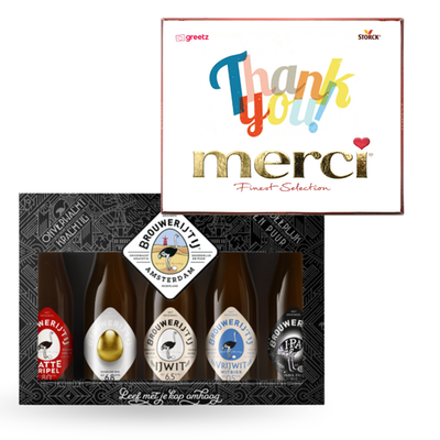 Brouwerij 't IJ Bierpakket 5x300ml | Merci Finest Selection Bedankt 250g