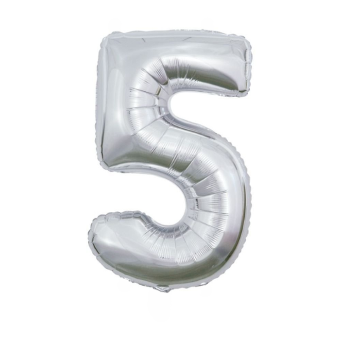 Ballon | XL | Cijfer 5 | Zilver
