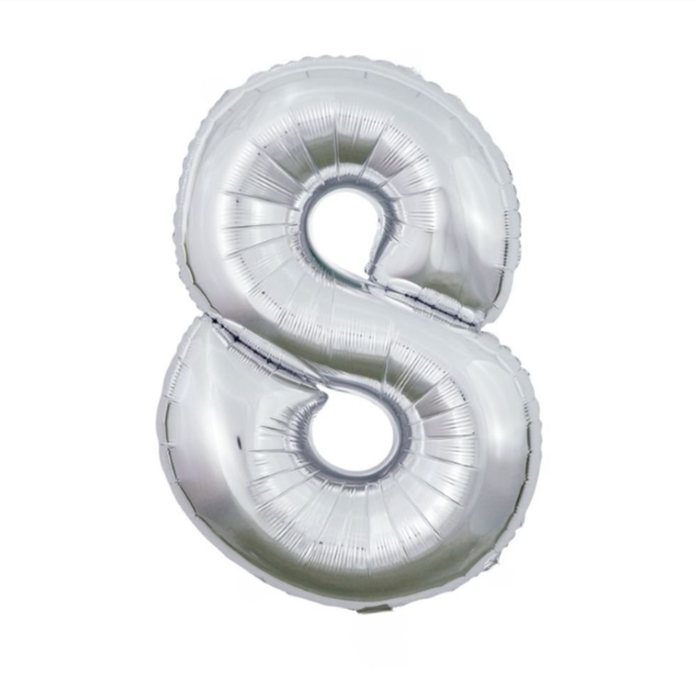 Ballon | XL | Cijfer 8 | Zilver