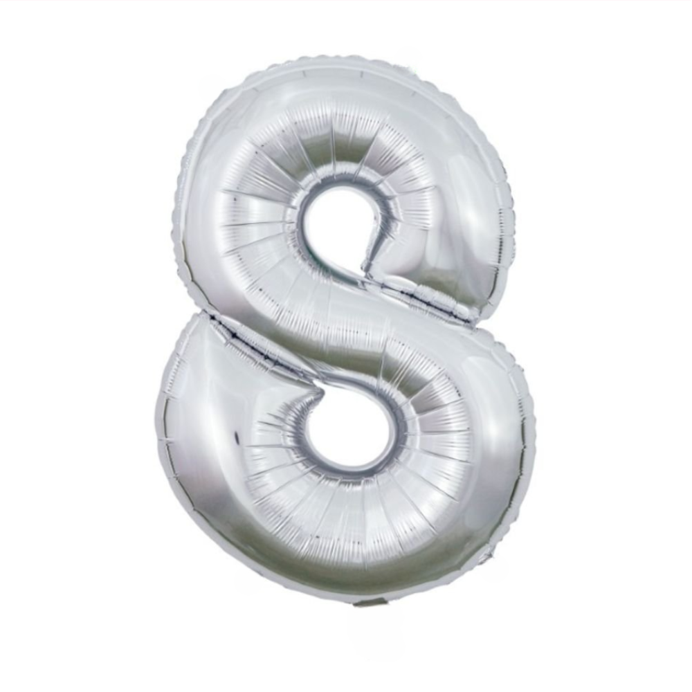Greetz | Ballon | XL | Cijfer 8 | Zilver | Balloon