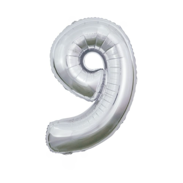 Ballon | XL | Cijfer 9 | Zilver