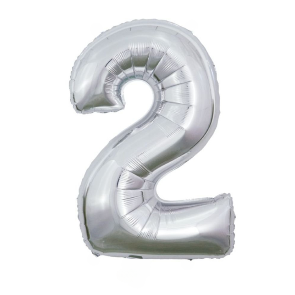 Greetz | Ballon | XL | Cijfer 2 | Zilver | Balloon