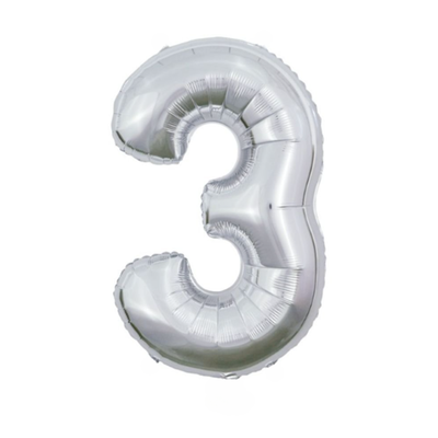 Ballon | XL | Cijfer 3 | Zilver