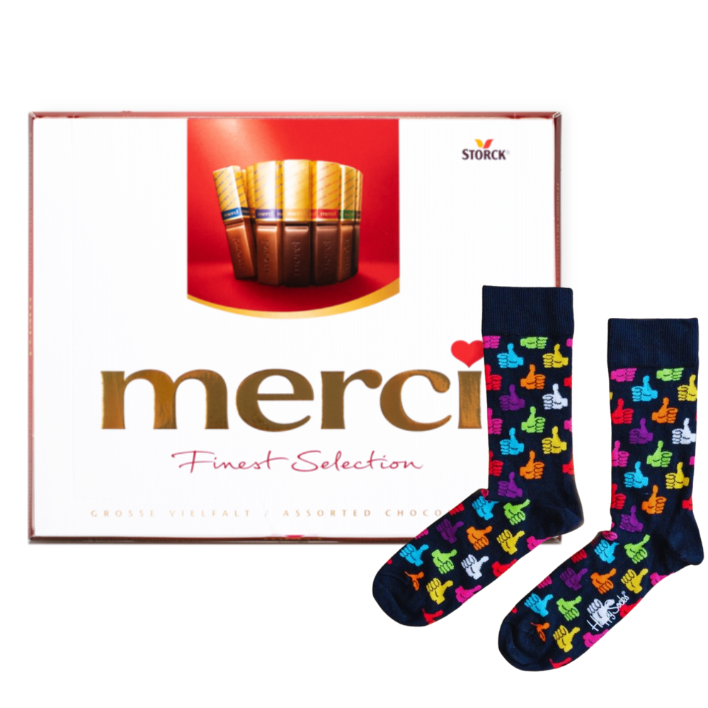 Merci | Happy Socks Duimen maat 41-46 Finest Selection 250g | Gifts For Home