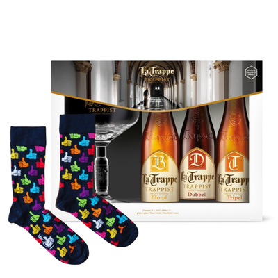 Bierpakket La Trappe 3x300ml | Happy Socks Duimen maat 41-46