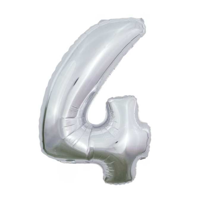 Ballon | XL | Cijfer 4 | Zilver