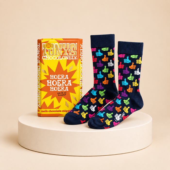 Happy Socks Duimen maat 41 - 46 | Tony's Chocolonely Hoera, Hoera, Hoera!