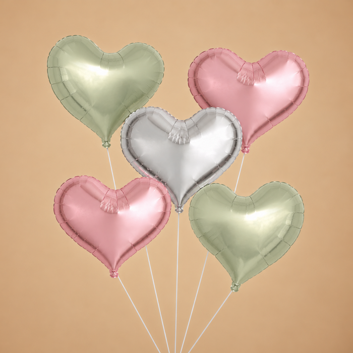 Ballonnen | Tros van 5 | Hartjes | Roze & Goud