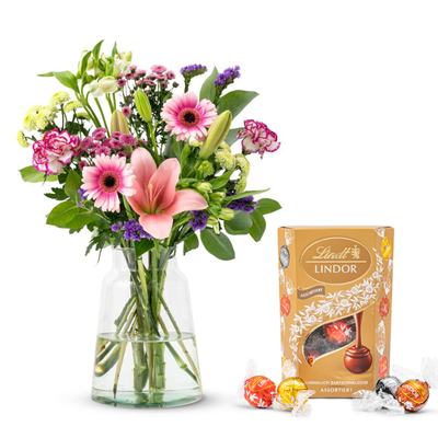 Boeket Bloemenfantasie | Lindt | LINDOR Cornet Assortiment | 200 gram