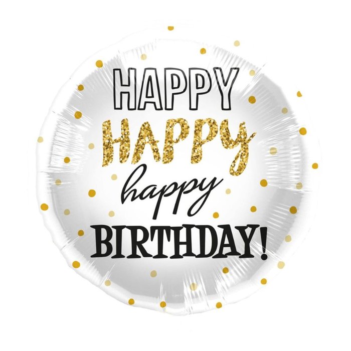 Ballon | Happy Birthday | Goud en stippen