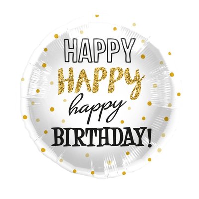 Ballon | Happy Birthday | Goud en stippen