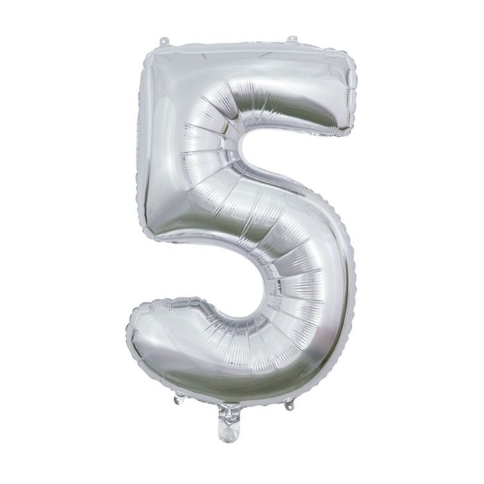 Ballon | XL | Cijfer 5 | Zilver