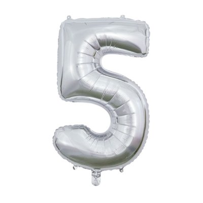 Ballon | XL | Cijfer 5 | Zilver
