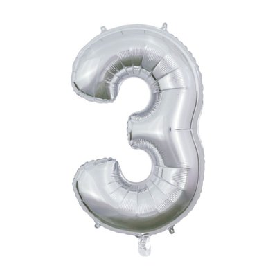 Ballon | XL | Cijfer 3 | Zilver