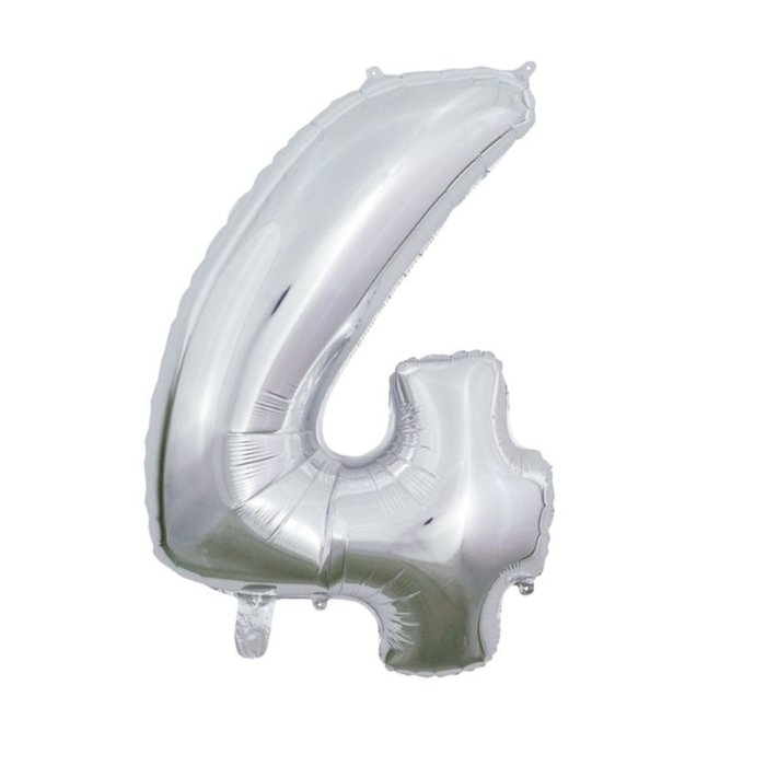 Ballon | XL | Cijfer 4 | Zilver