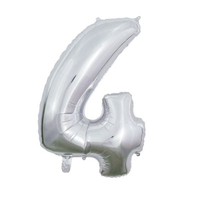 Ballon | XL | Cijfer 4 | Zilver