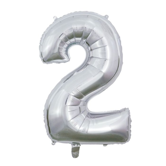 Ballon | XL | Cijfer 2 | Zilver