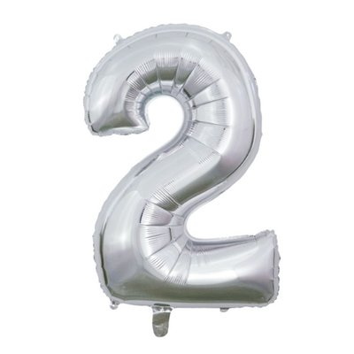 Ballon | XL | Cijfer 2 | Zilver