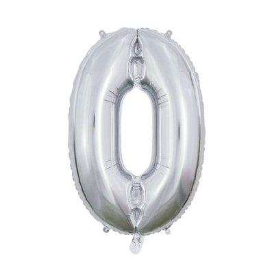 Ballon | XL | Cijfer 0 | Zilver