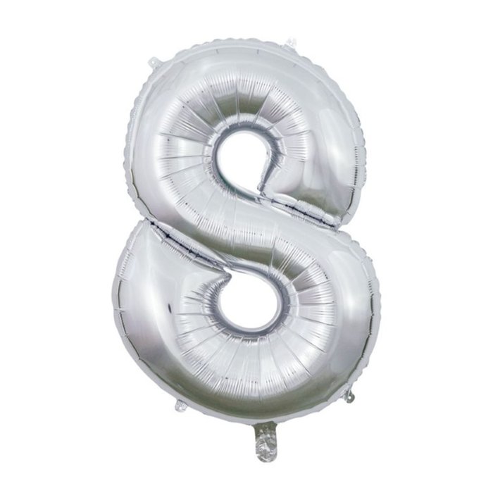 Ballon | XL | Cijfer 8 | Zilver