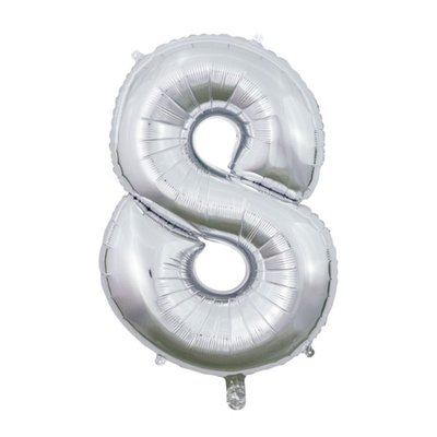 Ballon | XL | Cijfer 8 | Zilver