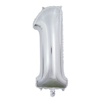 Ballon | XL | Cijfer 1 | Zilver