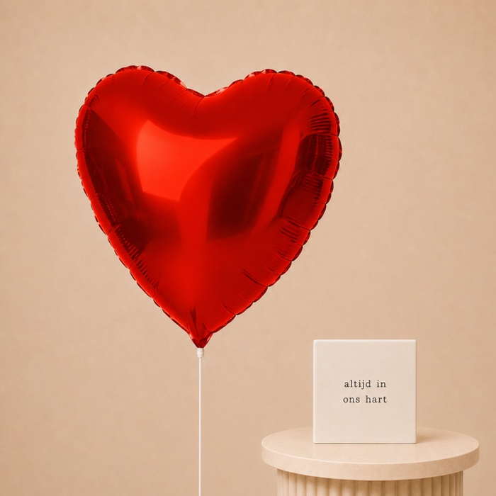 Ballon | Rood hart & Tegeltje
