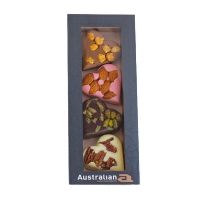 Australian | 4 Hartjes met noten | Melk, Puur, Wit, Aardbei | 95g