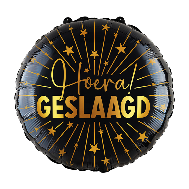 Ballon | Hoera Geslaagd | Zwart en goud