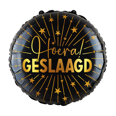 Ballon | Hoera Geslaagd | Zwart en goud