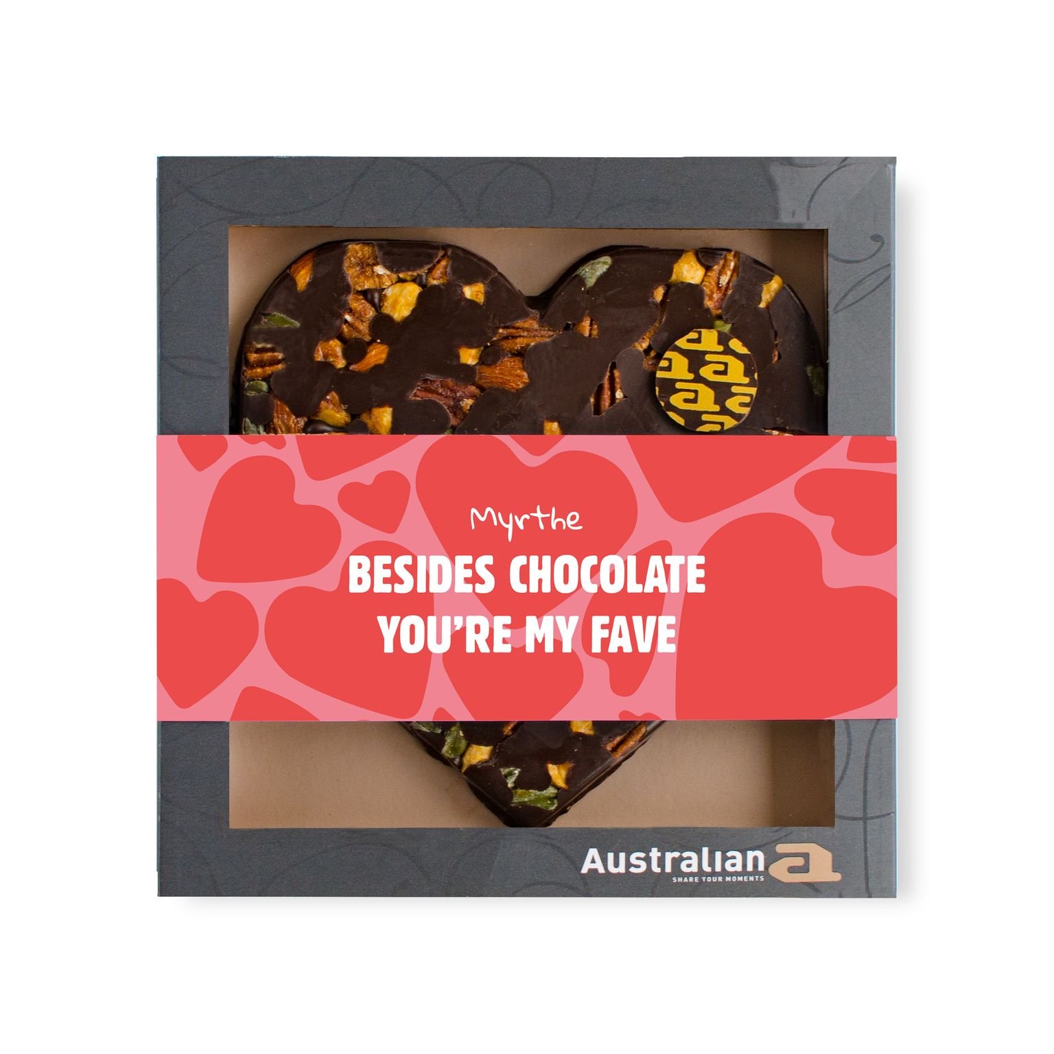 Australian Hart - Pure chocolade - Valentijn met eigen naam