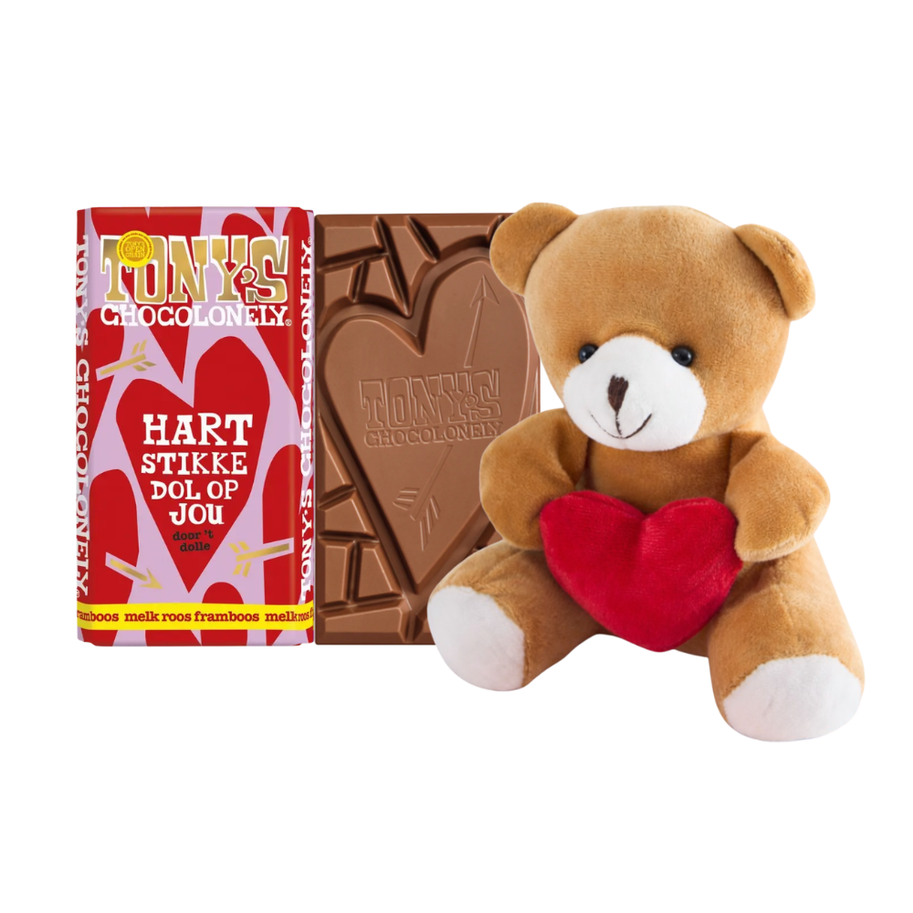 - Hartstikke dol op jou Beertje met hart Chocoladecadeaus Tony