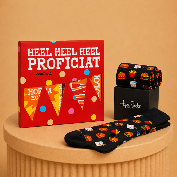 Brievenbus | Tony's Chocolonely Proficiat & Happy Socks - Hamburgers