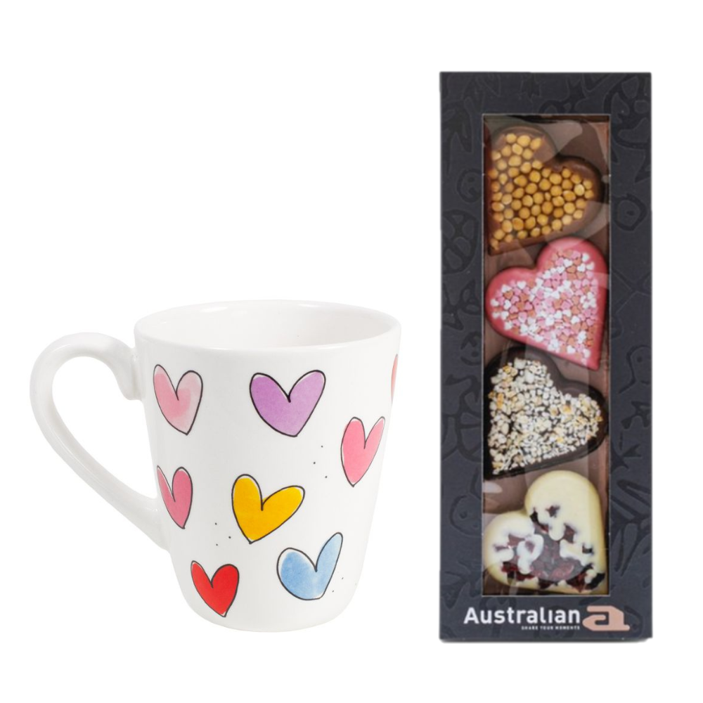 Australian chocolade | Blond Amsterdam - Hartjes mok | Australian 4 hartjes 100g | Chocolates