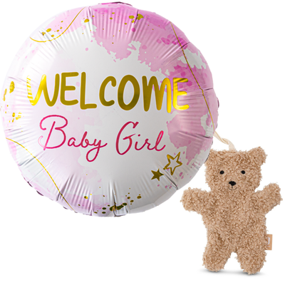 Ballon Welcome Baby Girl | Speendoekje teddybeer